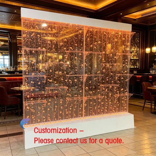 Mur à bulles LED en acrylique sur mesure avec étagère à vins — pour bar, restaurant, lounge