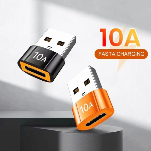 USB-A to USB-C Adapter — small charging/data adapter for cameras & headphones