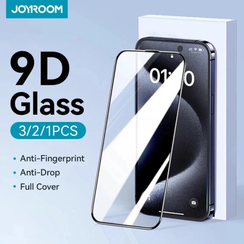 Película de vidro temperado Joyroom para iPhone 11–16/Pro/Pro Max, cobertura total HD — pack 1/2/3