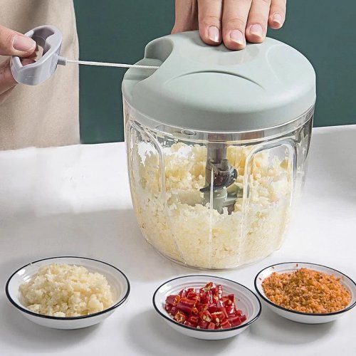 Picadora manual de carne y ajo 500/900ml - prensa giratoria de ajo, cortador de verduras y cebolla
