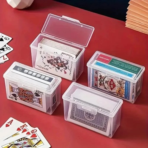 Transparante speelkaarthouder 1/3/4 stuks — deckcase met 2 insteekvakken voor afbeeldingen (geen kaarten), cadeau voor kerst/halloween/thanksgiving