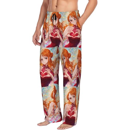Pantalon pyjama homme imprimé personnalisé – motif manga, lounge/pyjama de nuit avec poches