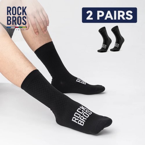 ROCKBROS Cycling Socks – Breathable, Shock-Absorbing, High-Elastic Sport Socks for Biking (2 Pairs)