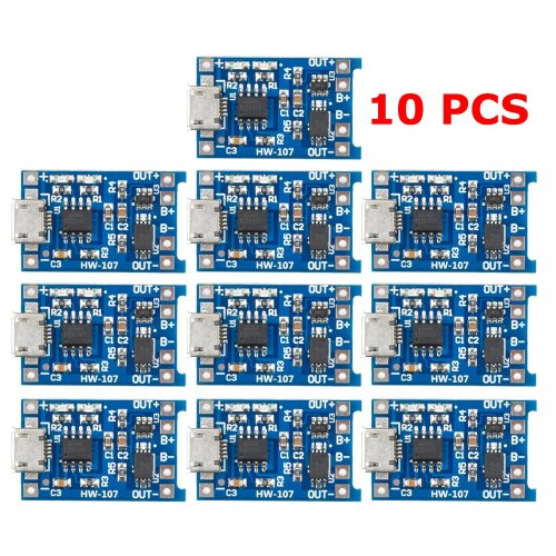Módulo carregador TP4056 para 18650 Li‑ion, Micro USB 5V/1A com proteção — 1–10 un.