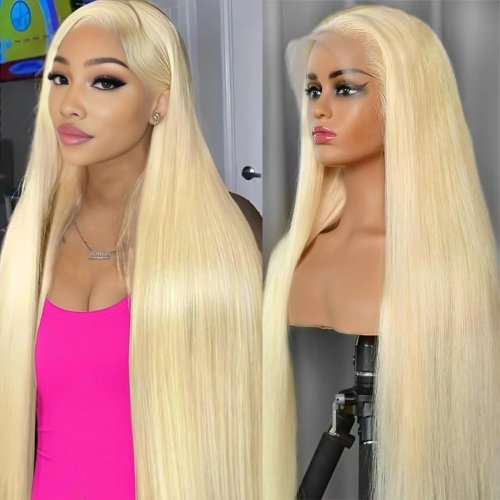 Peruca lace front 13x4/13x6 HD, renda transparente, cor 613 loiro mel, cabelo humano brasileiro Remy liso