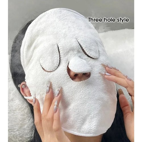 Hot & Cold Compress Face Towel – soft, skin‑friendly steamable wet compress with hanging loop
