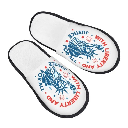 Dames huisslippers met Vrijheidsbeeld – memory foam, slip-on comfortabele spa-pantoffels