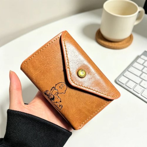 Snoopy Cute Cartoon Trifold PU Leather Short Wallet – Multi-layer Mini Coin Purse, Portable Gift for Men & Women