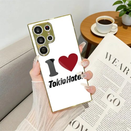 غطاء هاتف Tokio Hotel (Tom Kaulitz) لسلسلة Samsung Galaxy S25/S24/S23 Ultra – إطار معدني مطلي كهربائياً بتشطيب فخم