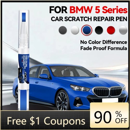 Pennarello ritocco vernice per BMW Serie 5 (1972–2025) – riparazione graffi. Colori: Bianco 300, Nero 416, Rosso C57, Blu C1M/C3Z, A89