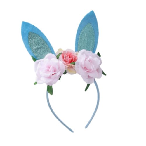 Tiara de Páscoa com orelhas de coelho e flores - guirlanda floral brilhante, acessório de cabelo para festa e fotos