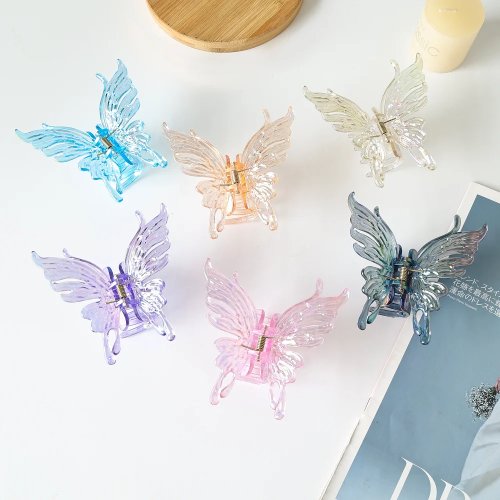 Prendedor de cabelo grande em forma de borboleta – Clips coloridos para uso diário, casual e presente