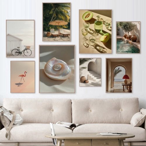 Seaside Ocean-View Diamond Painting Wall Art — Nordic Beach Poster for Room & Pool-Party Decor
