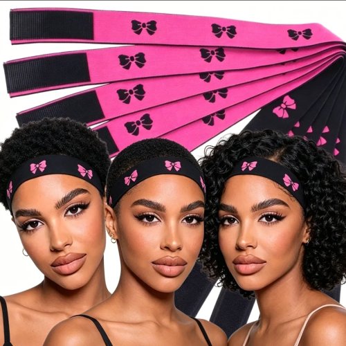 Pack 2 bandas elásticas de renda para perucas Lace Front — banda preta regulável para assentar e fixar a linha frontal