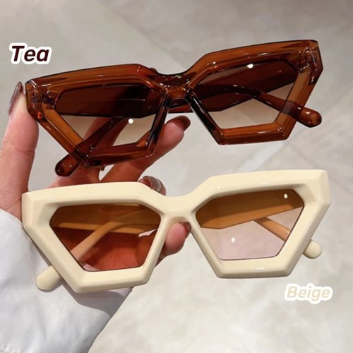 Gafas de sol mujer estilo cat‑eye irregular de montura gruesa con strass personalizables, protección UV400