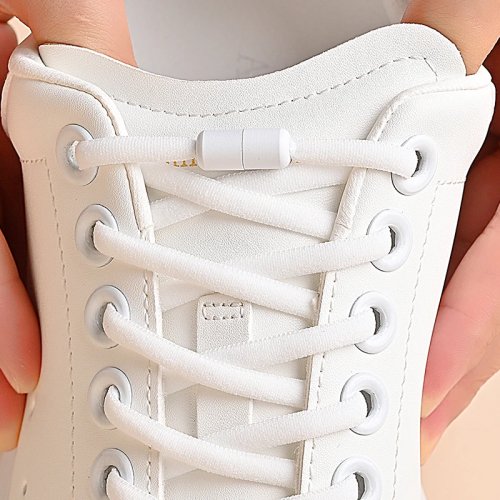 Elastische veters zonder strikken met metalen sluiting – snelle veters voor kinderschoenen en sneakers (halfronde uiteinden)