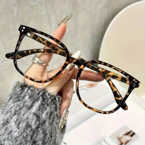 Kính máy tính vuông oversized họa tiết vân rùa (tortoiseshell), retro cổ điển, chống mỏi mắt & chống chói, tròng trong suốt không độ, unisex dùng chơi game, đọc sách và sử dụng màn hình