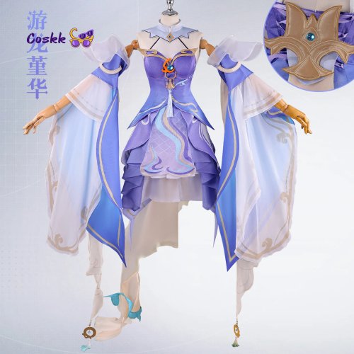Disfraz cosplay Xi Shi de Honor of Kings, conjunto completo para mujer 'Azure Dragon Violet Bloom' - perfecto para Carnaval y Halloween
