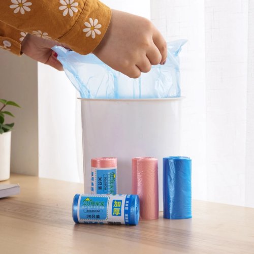 30 unidades/rolo Sacos de Lixo Pequenos Reforçados — Sacos Descartáveis para Cozinha, Banheiro e Carro