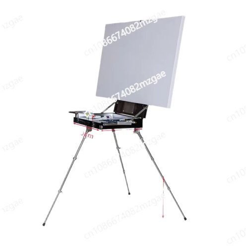 Set de pintura plein air mediano con caja-caballete de madera 50×40 cm — caballete francés portátil y regulable para pintura al óleo