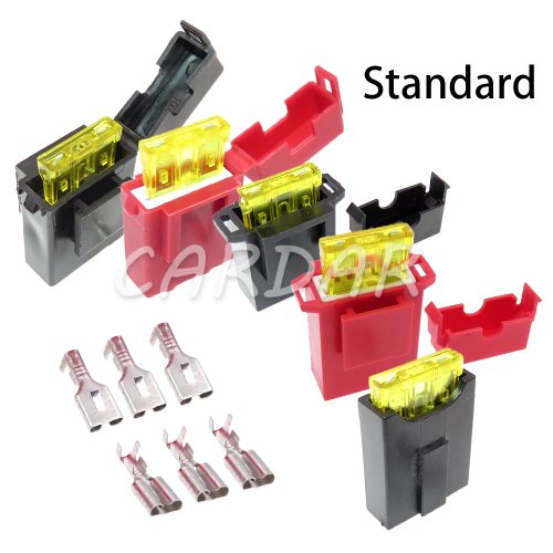1 set portafusibile in ceramica per auto – per fusibili a lama (medio ATO/ATC) con terminali da crimpare