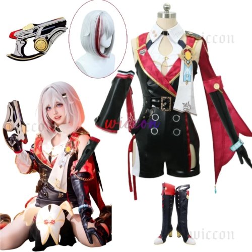 Honkai: Star Rail Topaz – Set cosplay completo: uniforme, scarpe in PU e parrucca – accessori gioco premium