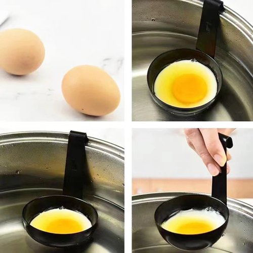 Stainless Steel Egg Poacher Cups for Frying Pan — Mini Poached Egg Maker with Handle