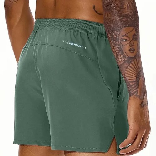 Shorts de praia homem 2025 – Cor lisa, cintura elástica, 2 bolsos, confortáveis para lazer e desporto