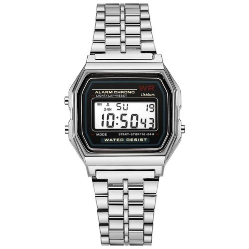 Montre femme de luxe en or rose, affichage digital électronique, style rétro — unisexe