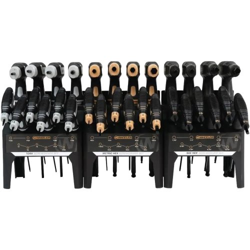 Conjunto 30 chaves com cabo em P (Hex e Torx) para manutenção de armas de fogo — preto / amarelo / cinzento