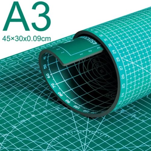 Tapete de Corte A3 Autorreparável 45×30×0,09 cm – PVC Dupla Face Anti-corte para Trabalhos em Pele, Costura e DIY Escolar