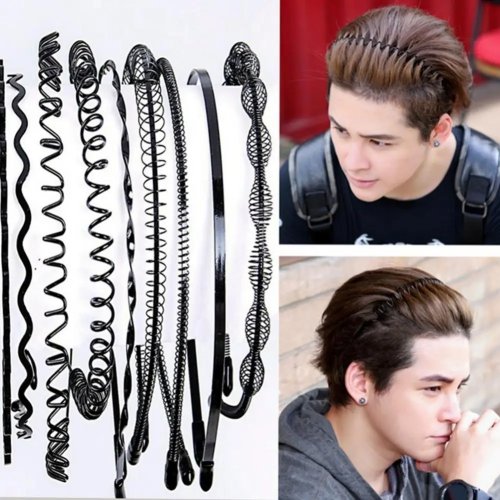Băng đô kim loại gợn sóng unisex — 1 hoặc 2 chiếc, phong cách Hàn Quốc thể thao
