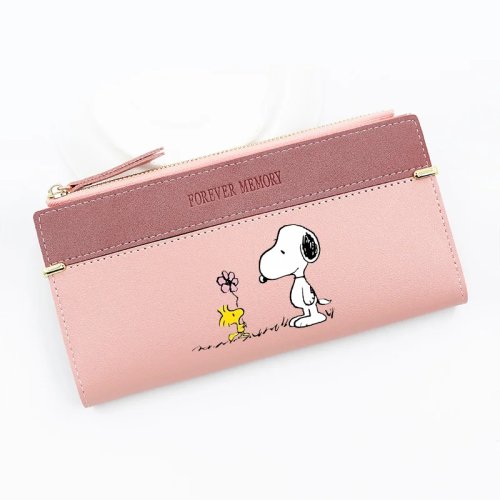 กระเป๋าสตางค์ยาวผู้หญิง Snoopys ดีไซน์ผ้าต่อผ้า (patchwork) ลายอนิเมะน่ารัก (kawaii) มีหลายชั้น ใส่เหรียญและบัตรได้ เป็นคลัทช์ เหมาะเป็นของขวัญ