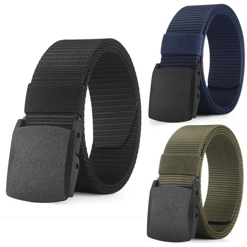 Cintura tattica in nylon/canvas con fibbia senza metallo — Cintura casual/outdoor e da allenamento, unisex, adatta ai jeans