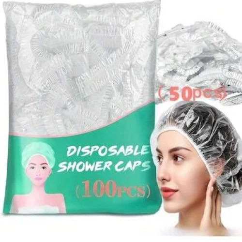 50-Pack Disposable Shower Caps — Breathable, Durable Bath/Hair Caps