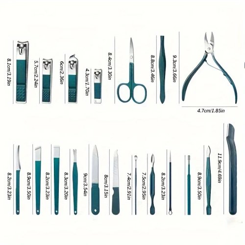 Kit profissional de manicure e pedicure 7/10/12/18 peças em aço inox com estojo de viagem