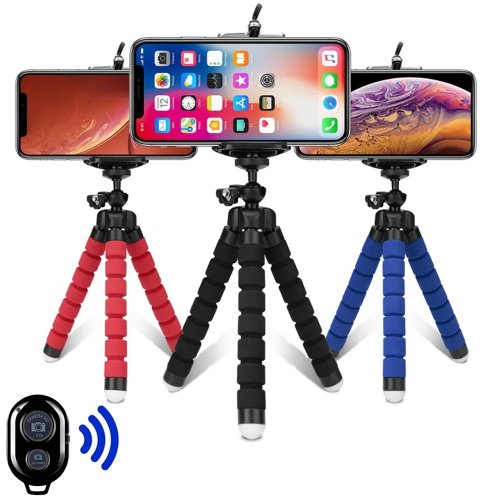 Mini trépied flexible pour smartphone (style poulpe) avec pince