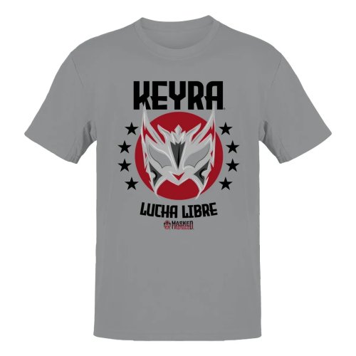 T-shirt feminina oficial 'Legends of Lucha Libre' com emblema de máscara prateada
