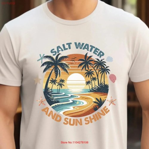 เสื้อยืดเรโทร "Salt Water & Sunshine" สไตล์วินเทจ ฟอกนุ่ม ใส่เที่ยวทะเลหน้าร้อน — สำหรับคู่รัก