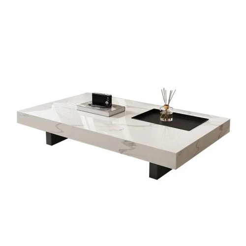 Italian minimalist slate coffee table, rectangular modern design for small apartments, living room or office