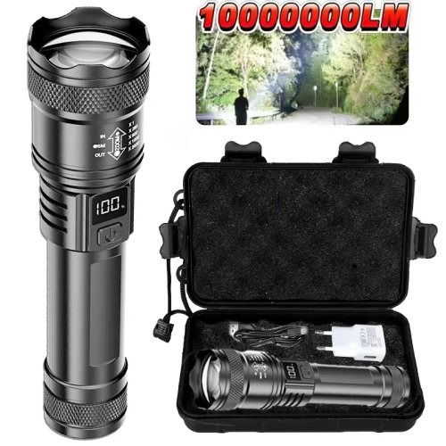 Linterna LED P50 2000LM táctico con zoom — linterna de mano EDC para emergencia, compatible con baterías 14500/18650