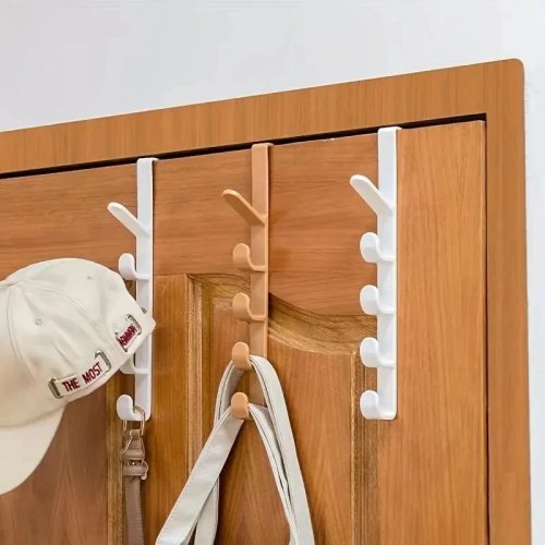 Cabide de porta para roupas e malas — ganchos em plástico para pendurar na porta do quarto