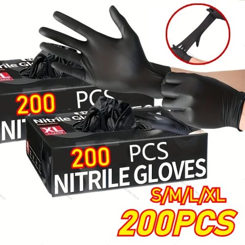 Luvas descartáveis de nitrila pretas, sem látex e sem talco — para tatuagem, manicure, salão, limpeza e manipulação de alimentos