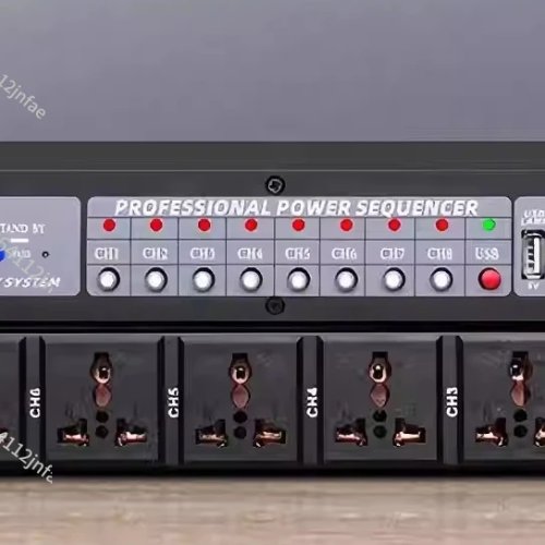 Secuenciador de energía profesional 8 canales — Controlador de tomas de alta potencia para escenario y control central