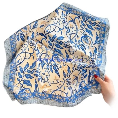 Chustka damska E21F 70×70 cm, lekka tkanina — wielofunkcyjna jako chusta na głowę
