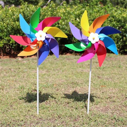 Cata-vento de jardim 8 pás – Adorno giratório para quintal e terraço, decoração exterior para festas (montagem DIY)