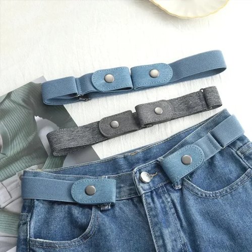 Cinturón elástico ajustable de lona sin hebilla — banda de cintura invisible, unisex, para vaqueros, pantalones y vestidos