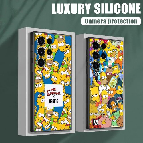 غطاء ناعم TPU بطبعة هومر سيمبسون (العائلة) لهواتف Samsung Galaxy S26/S25/S24/S23/S22/S21/S20 (Ultra/Plus/FE/5G)