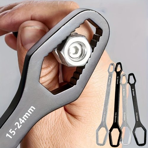 Chave universal de duas pontas com trava automática 3–17 mm — chave catraca de dupla cabeça ajustável