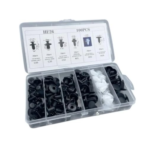 100 stuks kunststof autoclips – Universeel set popnagels/drukpennen voor bumper en carrosserie